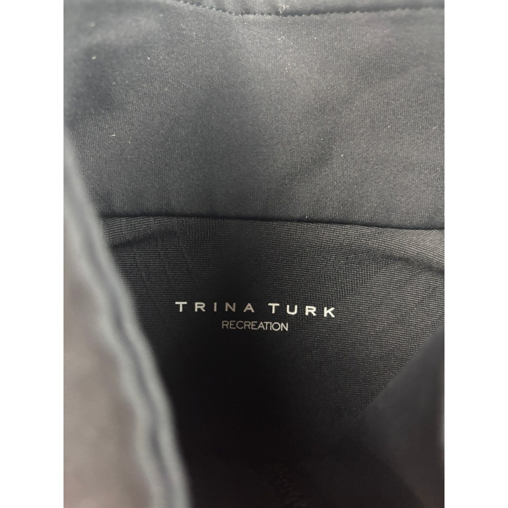Trina Turk Recreation Track Jacket Women M Black Orange Chevron Full Zip - Picture 2 of 8